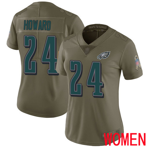Women Philadelphia Eagles #24 Jordan Howard Limited Olive 2017 Salute to Service Football NFL Jersey->nfl t-shirts->Sports Accessory